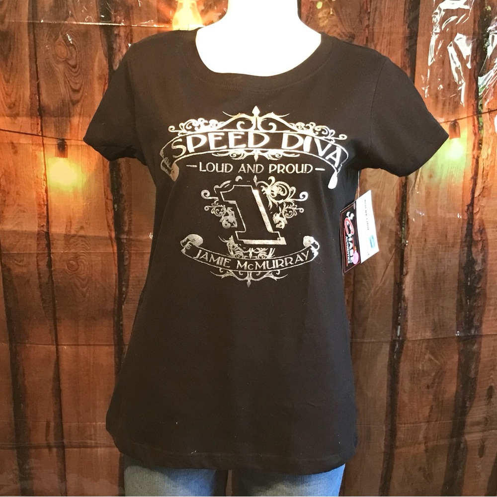 Speed Diva Graphic Black Tee